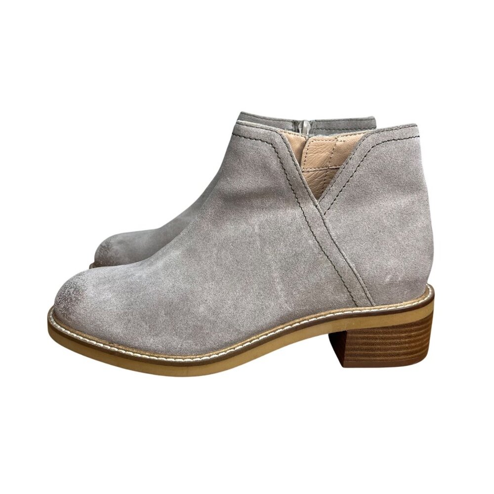 Seychelles Suede Ankle Boots Size‎ 8 Side Cut Out Beige Tan Zip Casual Boho NEW